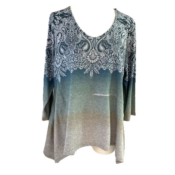 One World Sequin Top Womens Large Paisley Embellished Forest Fairy Festival Boho - Picture 1 of 11